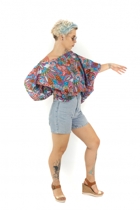 Salvari subtiri cu print hippie floral - Roz [6]