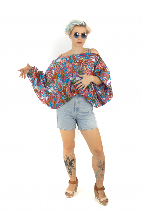 Salvari subtiri cu print hippie floral - Roz [5]