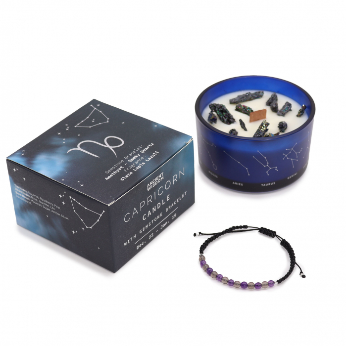 Set Lumanare cu Cristale si Bratara cu Pietre Pretioase pentru Zodia Capricorn [1]