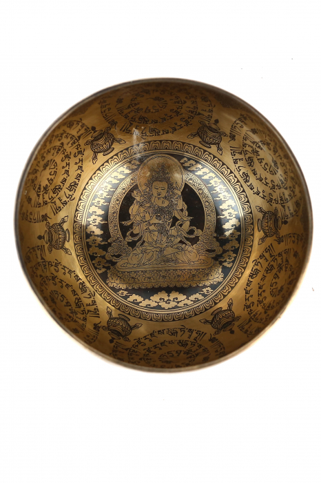 Set Singing Bowl (bol,malete+pernita) - handmade - 18cm - 759gr  - 195Hz - Vajrasattva shakti [4]