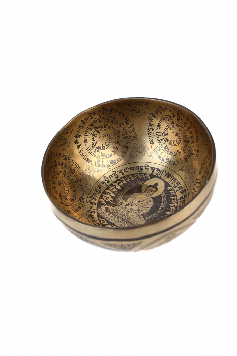 Set Singing Bowl (bol,malete+pernita) - handmade - 18cm - 823gr - 195Hz - Medicine buddha [3]