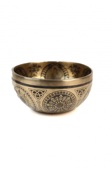 SET Singing Bowl (bol,malete+pernita) - handmade - 18cm - 897gr - 7 metale - 272Hz - Blessing Buddha [1]