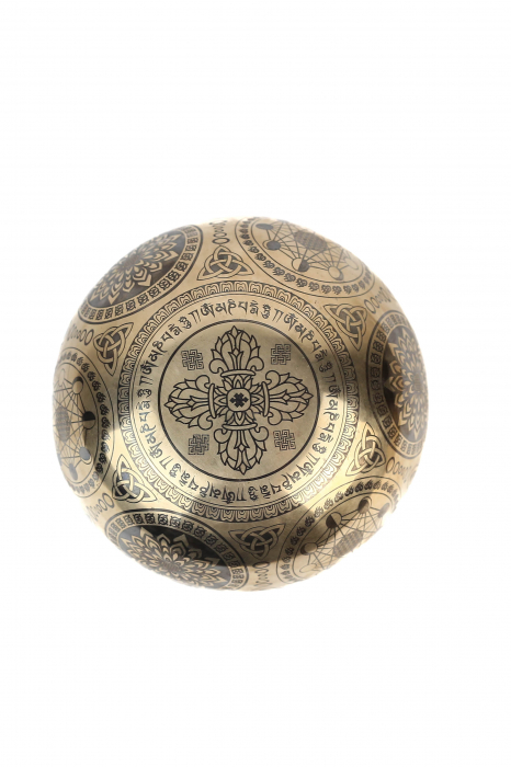 SET Singing Bowl (bol,malete+pernita) - handmade - 18cm - 897gr - 7 metale - 272Hz - Blessing Buddha [2]