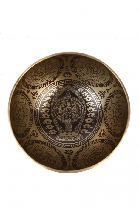 SET Singing Bowl (bol,malete+pernita) - handmade - 19cm - 900gr  - 203Hz- 1000 arms Lokeshwor [4]