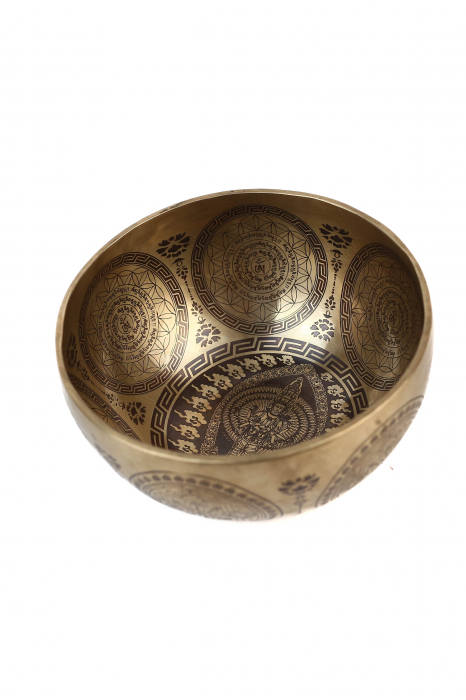 SET Singing Bowl (bol,malete+pernita) - handmade - 19cm - 900gr  - 203Hz- 1000 arms Lokeshwor [3]