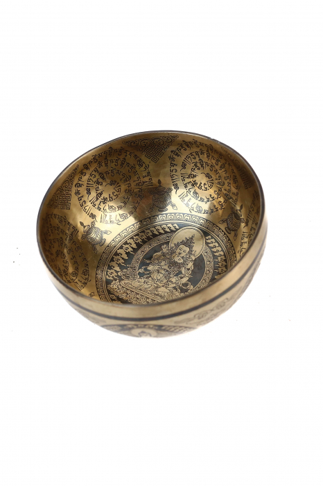 SET Singing Bowl (bol,malete+pernita) - handmade - 19cm - 962gr - 7 metale - 227Hz- Vajrasattva shakti [3]