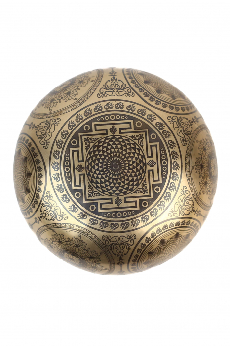 SET Singing Bowl (bol,malete+pernita) - handmade - 20cm - 883gr - 7 metale -203Hz - Shakyamuni Buddha [2]