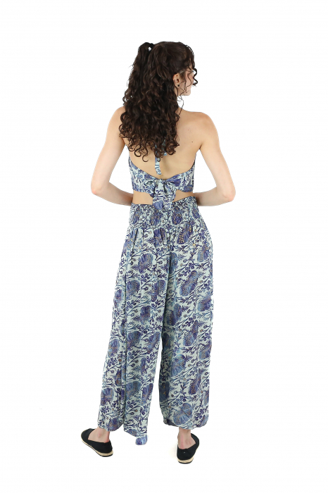 Set top si pantaloni cu print oriental si fir auriu - Model 1 [6]