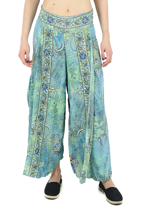 Set top si pantaloni cu print oriental si fir auriu - Model 2 [3]