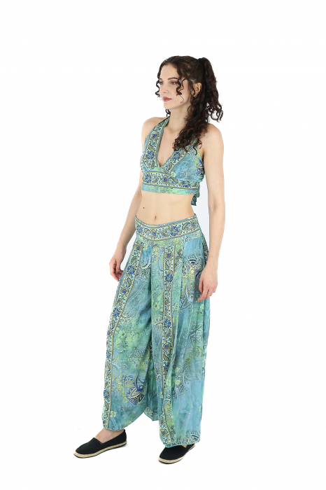 Set top si pantaloni cu print oriental si fir auriu - Model 2 [5]