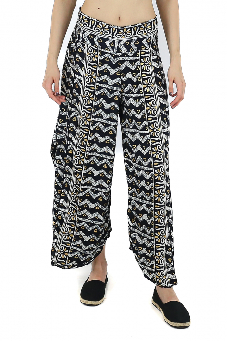 Set top si pantaloni cu print oriental si fir auriu - Model 4 [3]