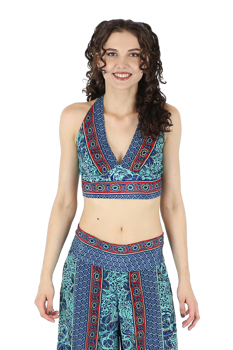 Set top si pantaloni cu print oriental si fir auriu - Model 5 [2]