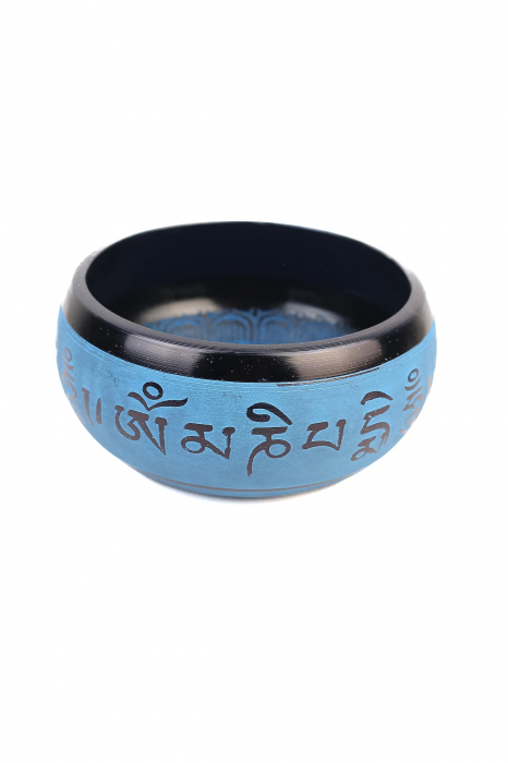 Singing Bowl din Pulbere de Pamant - Mantra Albastra a Celor Cinci Buddha - 16 cm [2]
