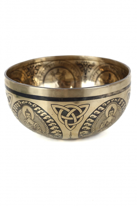 Singing Bowl - handmade - 20cm - 1270gr - 7 metale - 190Hz - Chenrezig as a compassion Buddha [4]