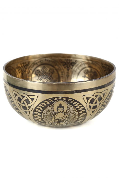 Singing Bowl - handmade - 20cm - 1270gr - 7 metale - 190Hz - Chenrezig as a compassion Buddha [5]