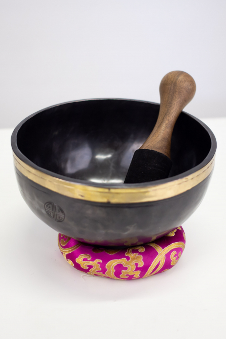 Singing Bowl Tibetan Autentic Forjat manual - Black & Gold Harmony  20 cm, 1,293 kg [4]