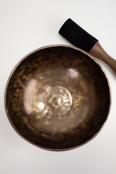 Singing Bowl Tibetan Autentic Forjat manual - Dark Tiger Antique 20 cm, 1,209 kg [4]