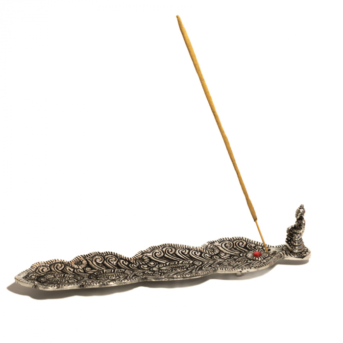 Suport lung din Aluminiu cu piatra roz pentru Betisoare parfumate - Buddha (20 cm) [2]