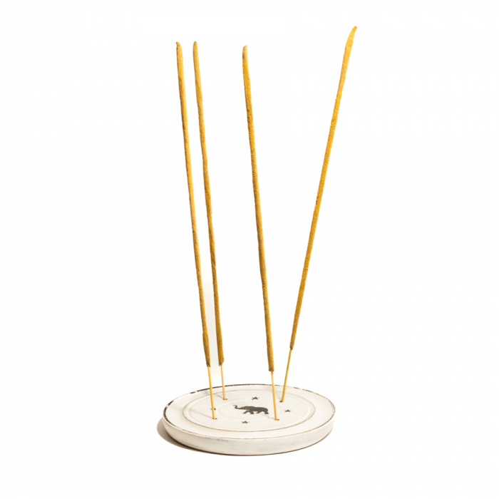 Suport rotund din Lemn de Mango pentru Betisoare si Conuri Parfumate - Elefant [2]