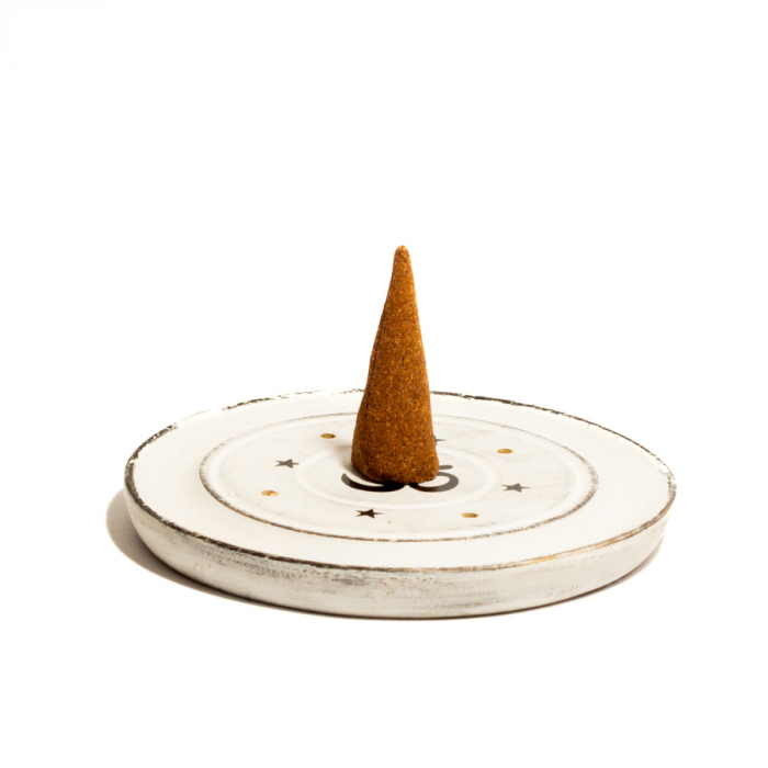 Suport rotund din Lemn de Mango pentru Betisoare si Conuri Parfumate - Om [3]