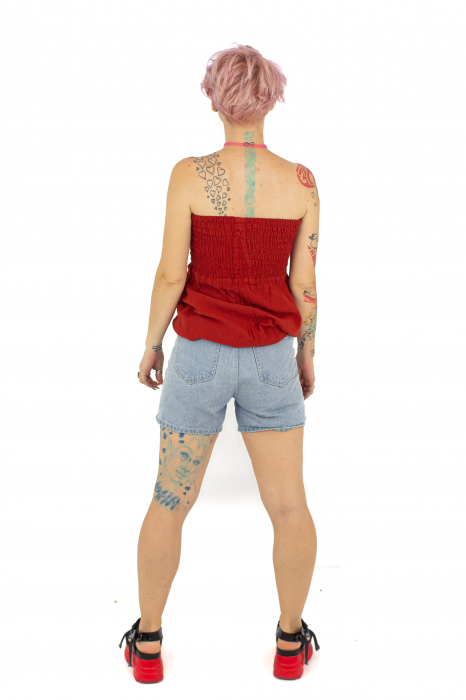 Top intr-o culoare cu banda elastica - Rosu [4]