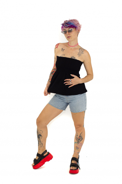 Top intr-o culoare cu banda elastica - Rosu [5]