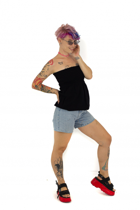 Top intr-o culoare cu banda elastica - Rosu [3]