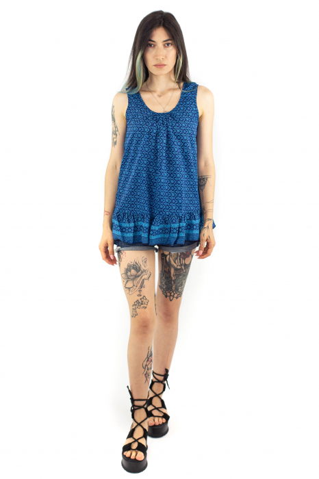 Top lejer de vara cu print floral - Bleumarin [2]