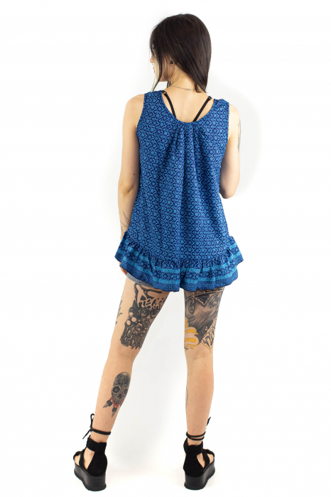Top lejer de vara cu print floral - Bleumarin [4]