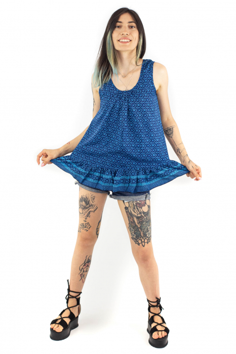 Top lejer de vara cu print floral - Bleumarin [5]
