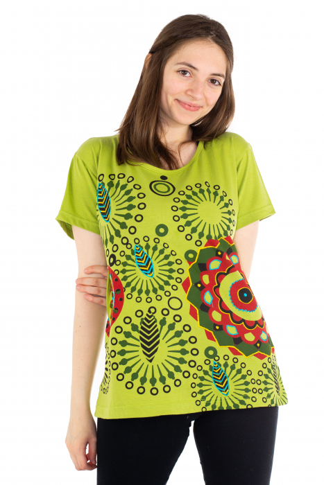 Tricou cu motive abstracte - Lime Green [2]