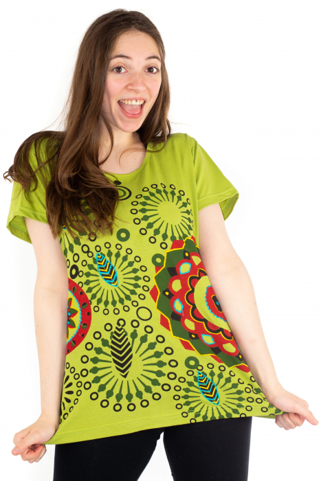 Tricou cu motive abstracte - Lime Green [5]