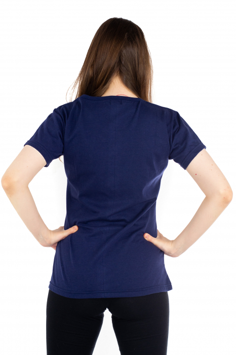 Tricou cu broderie florala - Indigo [4]