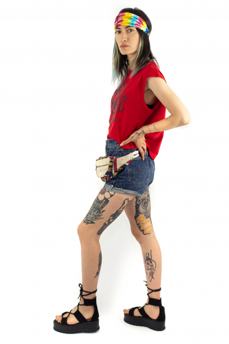 Tricou fara maneci cu print astral - Galben [4]