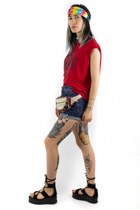 Tricou fara maneci cu print astral - Galben [3]