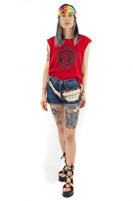 Tricou fara maneci cu print astral - Galben [2]