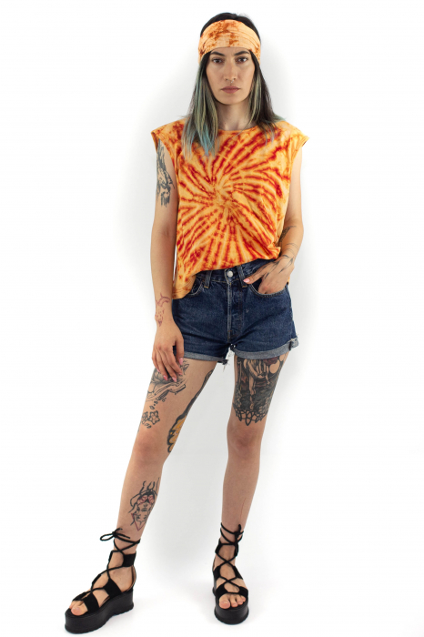 Tricou fara maneci Tie Dye 1 - Galben [2]