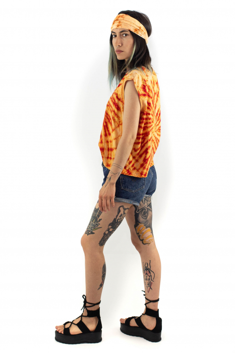 Tricou fara maneci Tie Dye 1 - Galben [3]