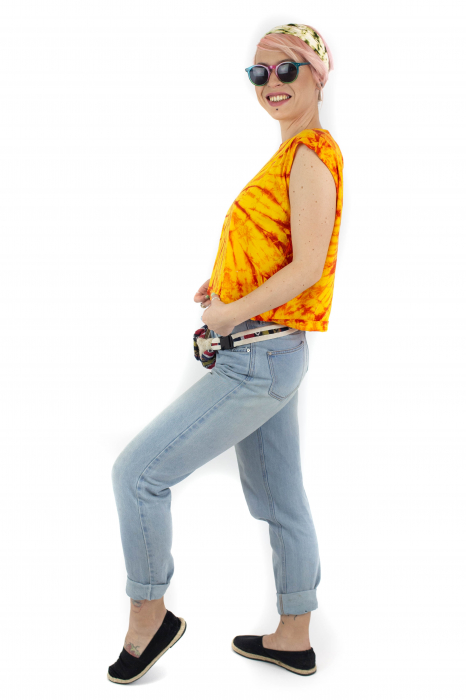 Tricou fara maneci Tie Dye 1 - Galben [5]