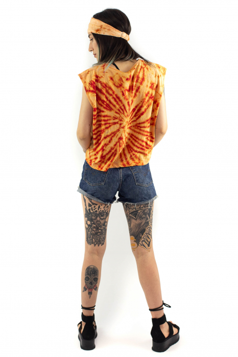 Tricou fara maneci Tie Dye 1 - Galben [4]