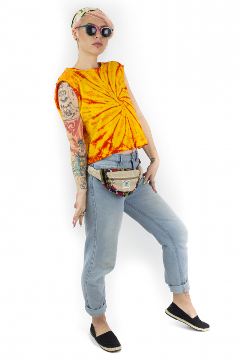 Tricou fara maneci Tie Dye 1 - Galben [3]