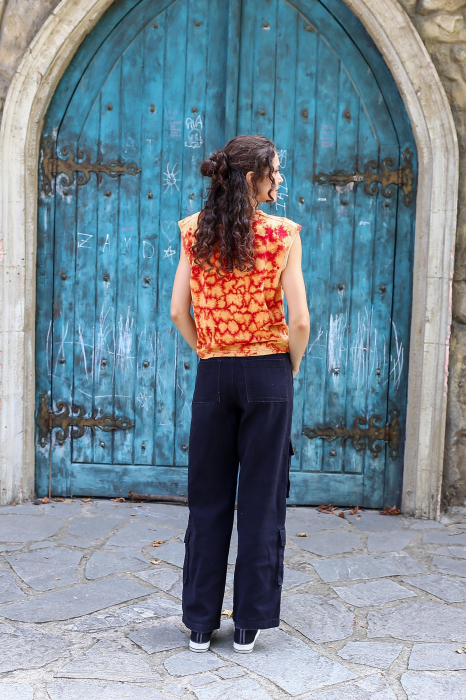 Tricou fara maneci Tie Dye 2 - Galben [4]