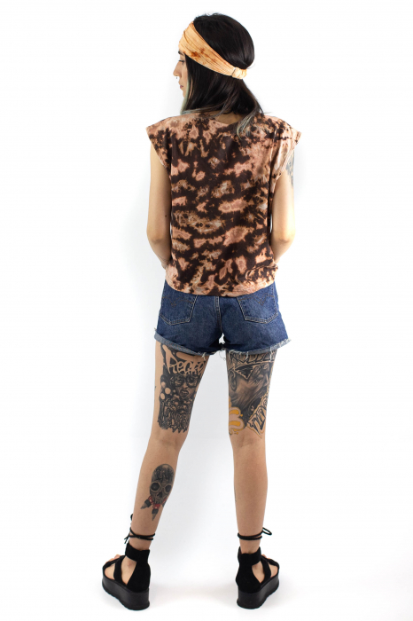 Tricou Tie Dye cu print astral - Maro [4]