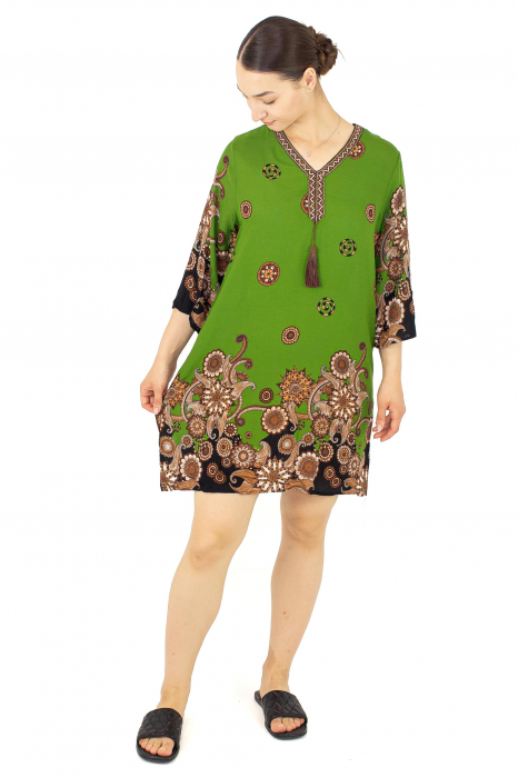 Tunica cu maneca 3/4 si print abstract - Khaki [6]