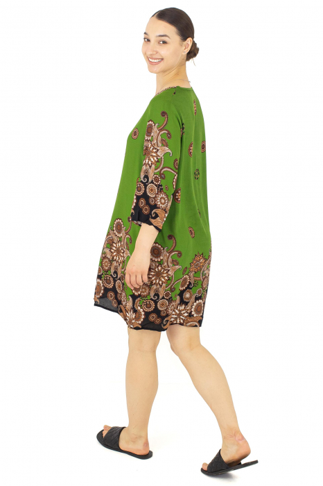 Tunica cu maneca 3/4 si print abstract - Khaki [5]