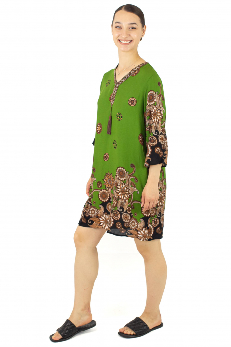 Tunica cu maneca 3/4 si print abstract - Khaki [3]