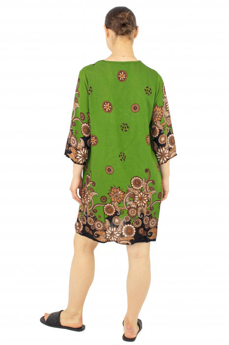 Tunica cu maneca 3/4 si print abstract - Khaki [4]