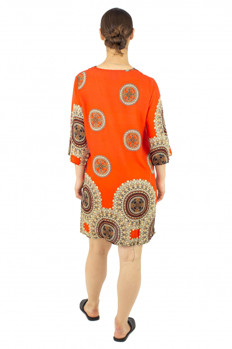 Tunica cu maneca 3/4 si print oriental - Rosu [5]