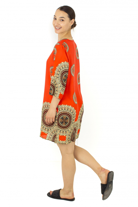 Tunica cu maneca 3/4 si print oriental - Rosu [6]