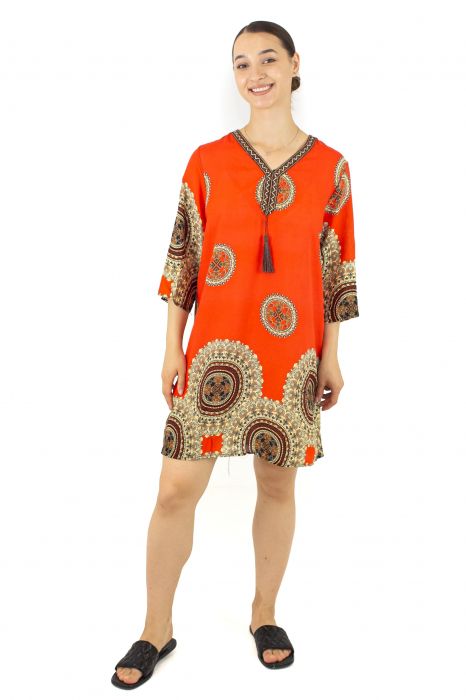 Tunica cu maneca 3/4 si print oriental - Rosu [2]